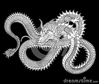 Dragon sketch tattoo vector illustration Vector Illustration