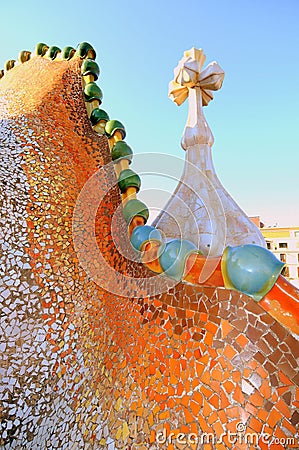 Dragon spine by Gaudi (Casa Batllo) Editorial Stock Photo