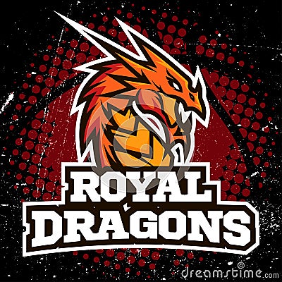 Dragon sport logo basketball design Vector Illustration