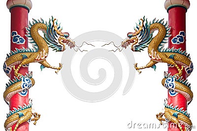 Dragon statue on pillars Stock Photo