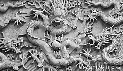 Dragon stone carving Stock Photo