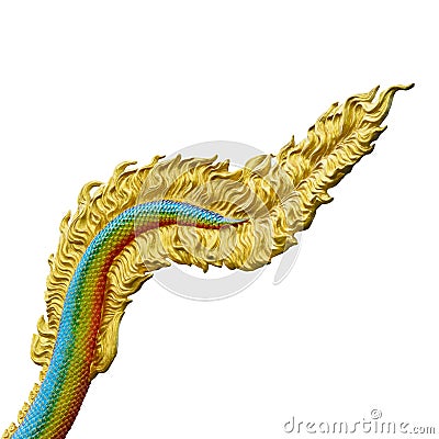 Dragon tail sculpture on white Stock Photo