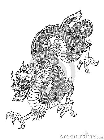 Dragon tattoo vector for sticker. Vector Illustration