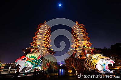 Dragon Tiger Tower of kaohsiung Stock Photo