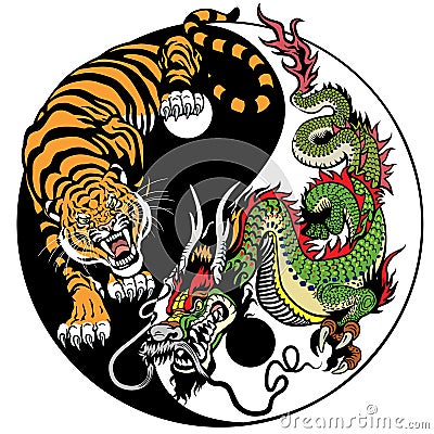 Dragon and tiger yin yang Vector Illustration
