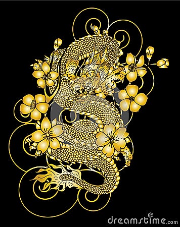 Dragon vector and illustration design on white background. Vector Illustration