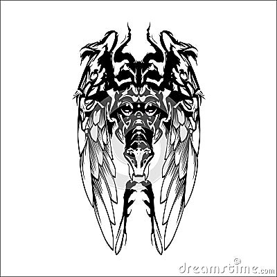 Dragon, vector Tatoo logo head Vector Illustration