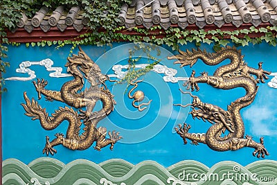 One of-Gilding dragon wall Stock Photo