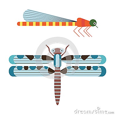 Dragonflies Icon in Geometric Flat Style Vector Illustration
