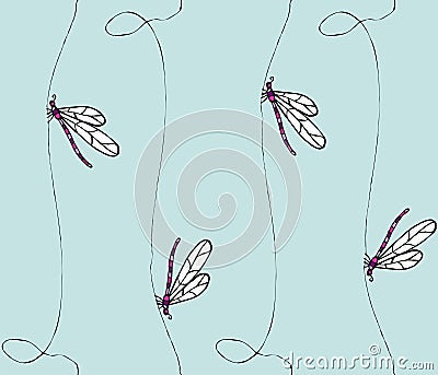 Dragonflies textil pattern Vector Illustration