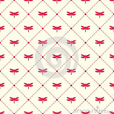 Dragonfly and argyle vector pattern Vector Illustration