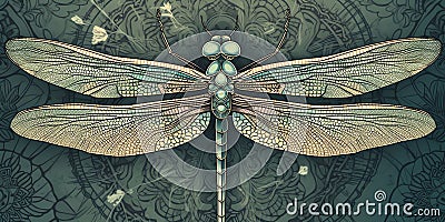 A dragonfly with its long, slender body and intricately patterned wings Stock Photo