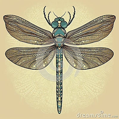 A dragonfly with its long, slender body and intricately patterned wings Stock Photo