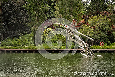 Dragonfly Sculpture at Gardens by the Bay, Singapore Editorial Stock Photo