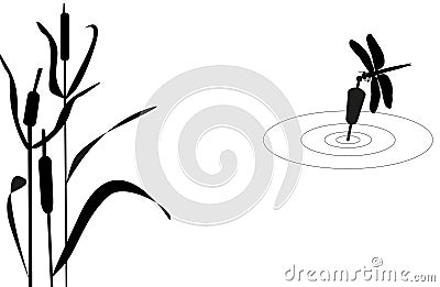 Dragonfly sitting on the float Vector Illustration