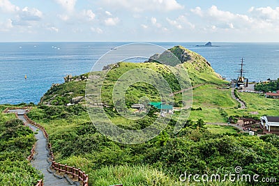 Dragons head reaching into the ocean at Yongmeori Beach, Sanbang-ro, Jeju Island, South Korea Stock Photo