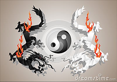 Dragons yin and yang Vector Illustration