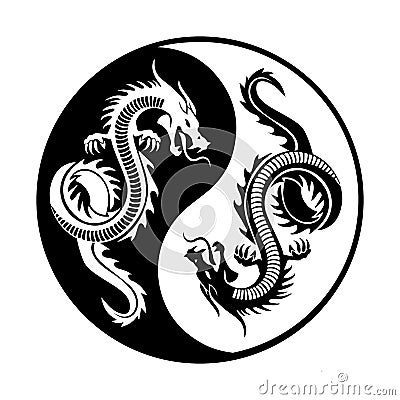 Yin yang dragons Vector Illustration