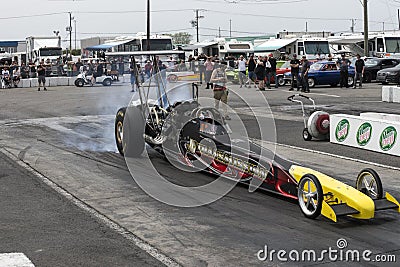 Dragster burnout at the starting line Editorial Stock Photo