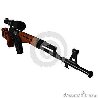 Dragunov Sniper Rifle Cartoon Illustration