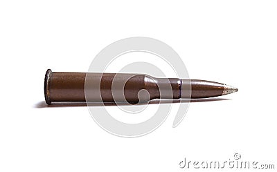 Dragunov sniper rifle cartridge, on white isolated background Stock Photo