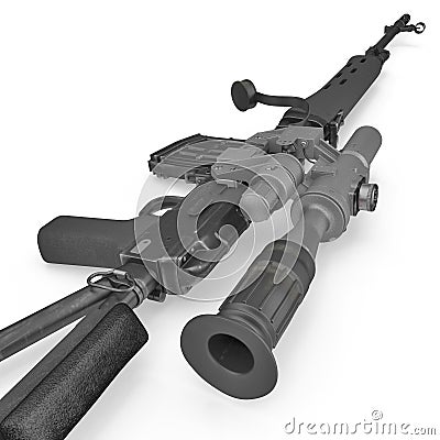 Dragunov sniper rifle gun on white. 3D illustration Cartoon Illustration