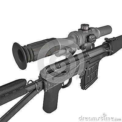 Dragunov Sniper Rifle SVD isolated on white. 3D illustration Cartoon Illustration