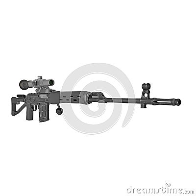 Dragunov Sniper Rifle SVD isolated on white. 3D illustration Cartoon Illustration