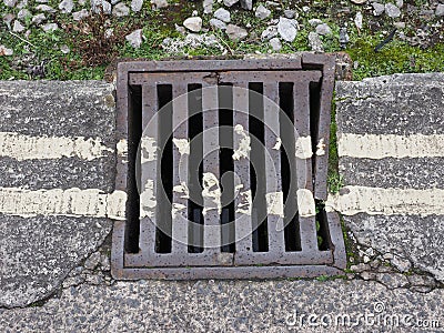 Drain manhole detail Stock Photo