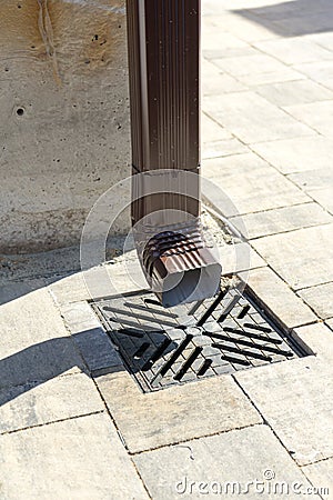 Drainpipe. pipe to drain water after rain Stock Photo