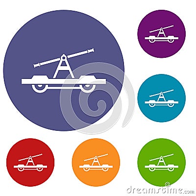 Draisine or handcar icons set Vector Illustration