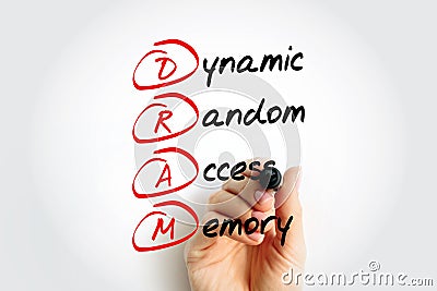 DRAM - Dynamic Random Access Memory acronym with marker, technology concept background Stock Photo