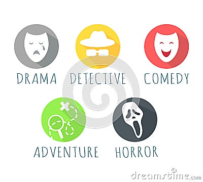 Drama Detective Comedy Adventure Horror Film Logo Vector Illustration