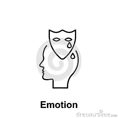 Drama, emotion, head icon. Element of creative thinkin icon witn name. Thin line icon for website design and development, app Stock Photo