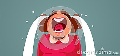 Adult Middle-Aged Woman Sobbing and Crying Vector Cartoon Vector Illustration