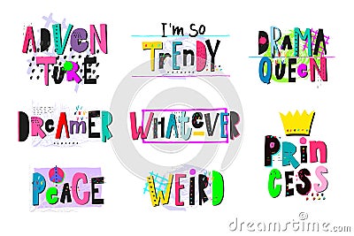 Drama Queen shirt quote lettering set Stock Photo