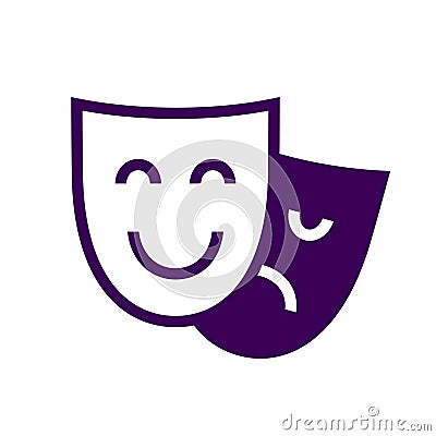 Drama theatre masks icon Vector Illustration