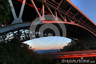 Dramatic angle of a bridge Stock Photo