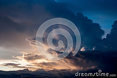 Dramatic atmosphere panorama view of beautiful sunset sky and cl Stock Photo