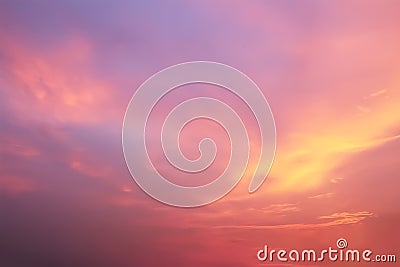 Dramatic atmosphere panorama view of colorful blurry and soft twilight sky and cloud background. Stock Photo