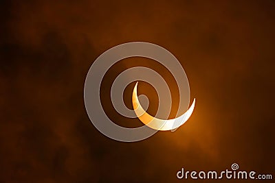 Dramatic celestial event of the Annular Solar Eclipse near Pleasanton, TX Stock Photo