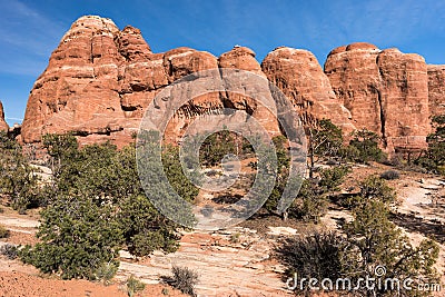 Dramatic Chesler Park within the Needles District, Utah Stock Photo