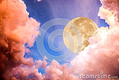 Dramatic cloud with moon light on sky Stock Photo