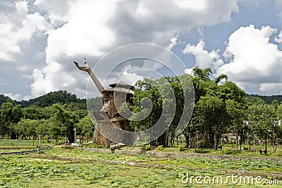 Historic chinese village in guangdong, outdoors day cloudy Stock Photo