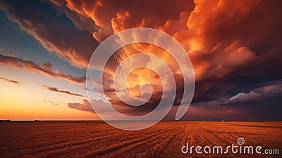 Dramatic Cloudscape at Golden Hour Stock Photo