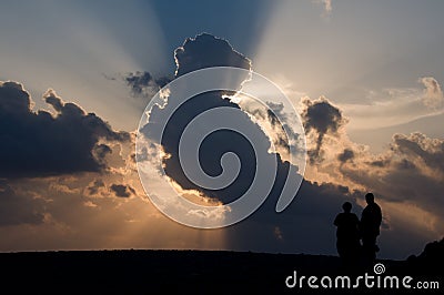 Dramatic cloudscape over sea Stock Photo