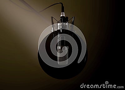 Dramatic Condenser Microphone Stock Photo