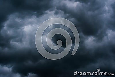 Dramatic dark storm clouds before heavy rains and floods Stock Photo