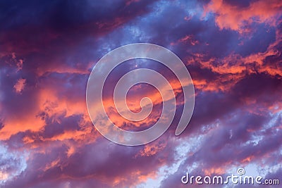 Dramatic fiery sunset sky Stock Photo