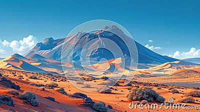 Dramatic Landscape of Caldera Blanca Volcano in Lanzarote Canary Island AI Generated Cartoon Illustration